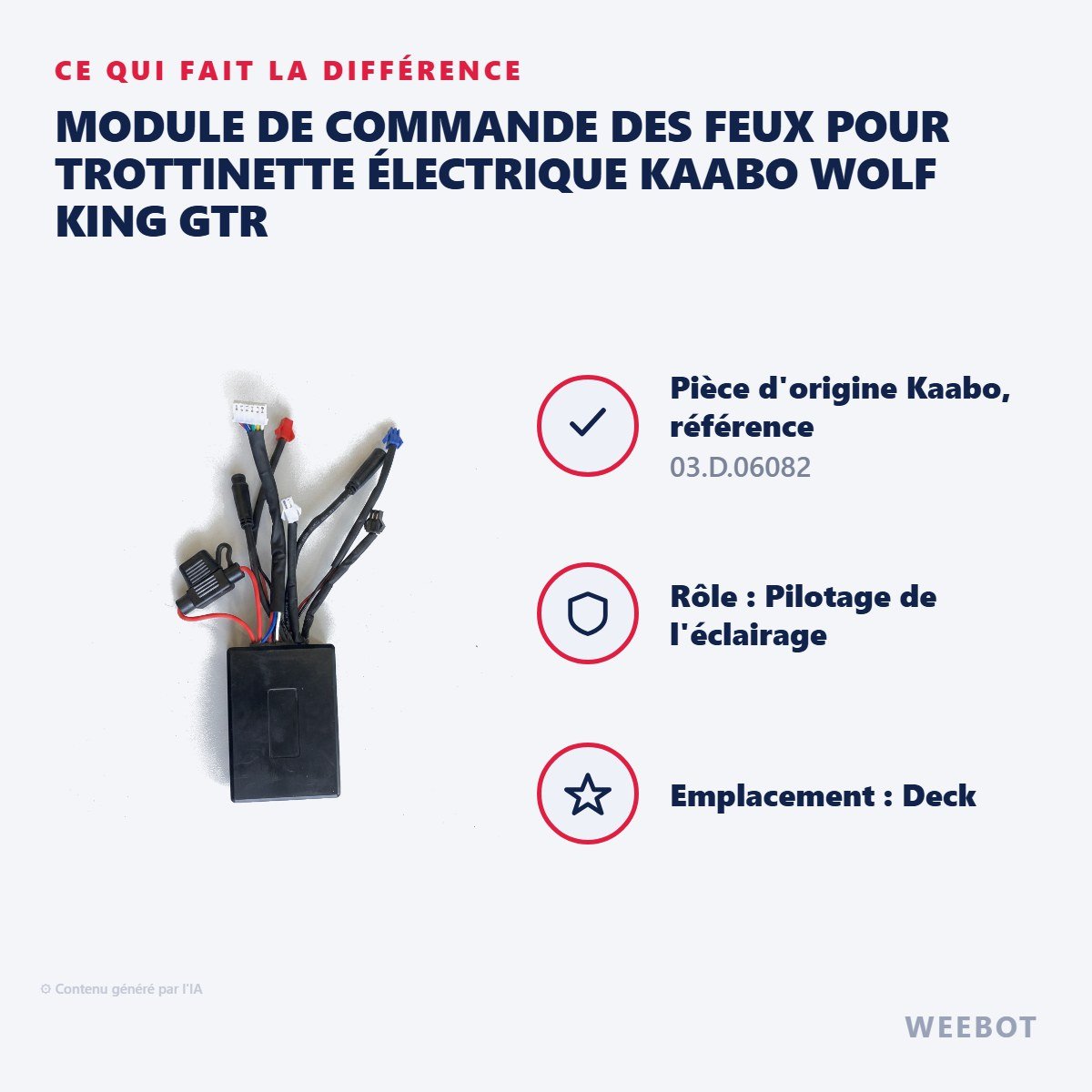 Module de Commande des Feux pour Trottinette Électrique Kaabo Wolf King GTR - Weebot