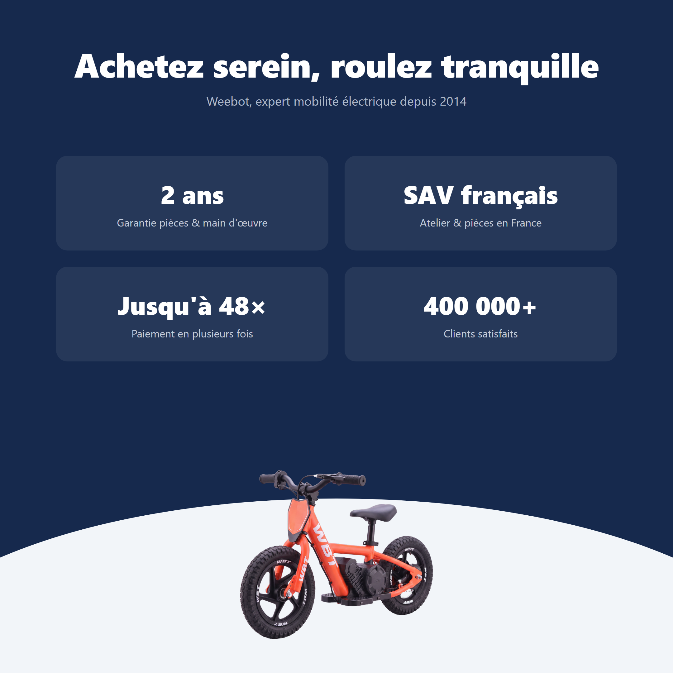 draisienne électrique enfant WBT Rookie - garantie livraison SAV