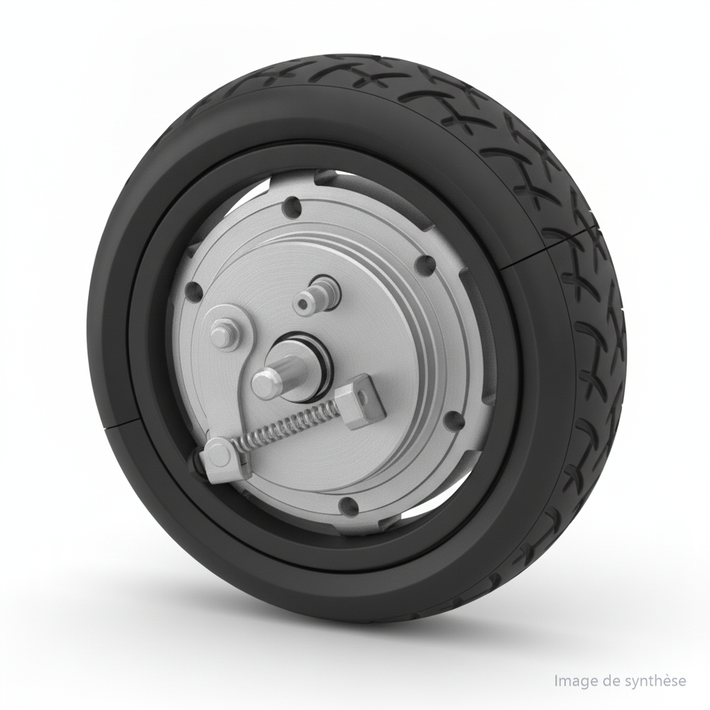 Dessin au trait du moteur sans pneu pour trottinette électrique Dualtron Mini Spécial