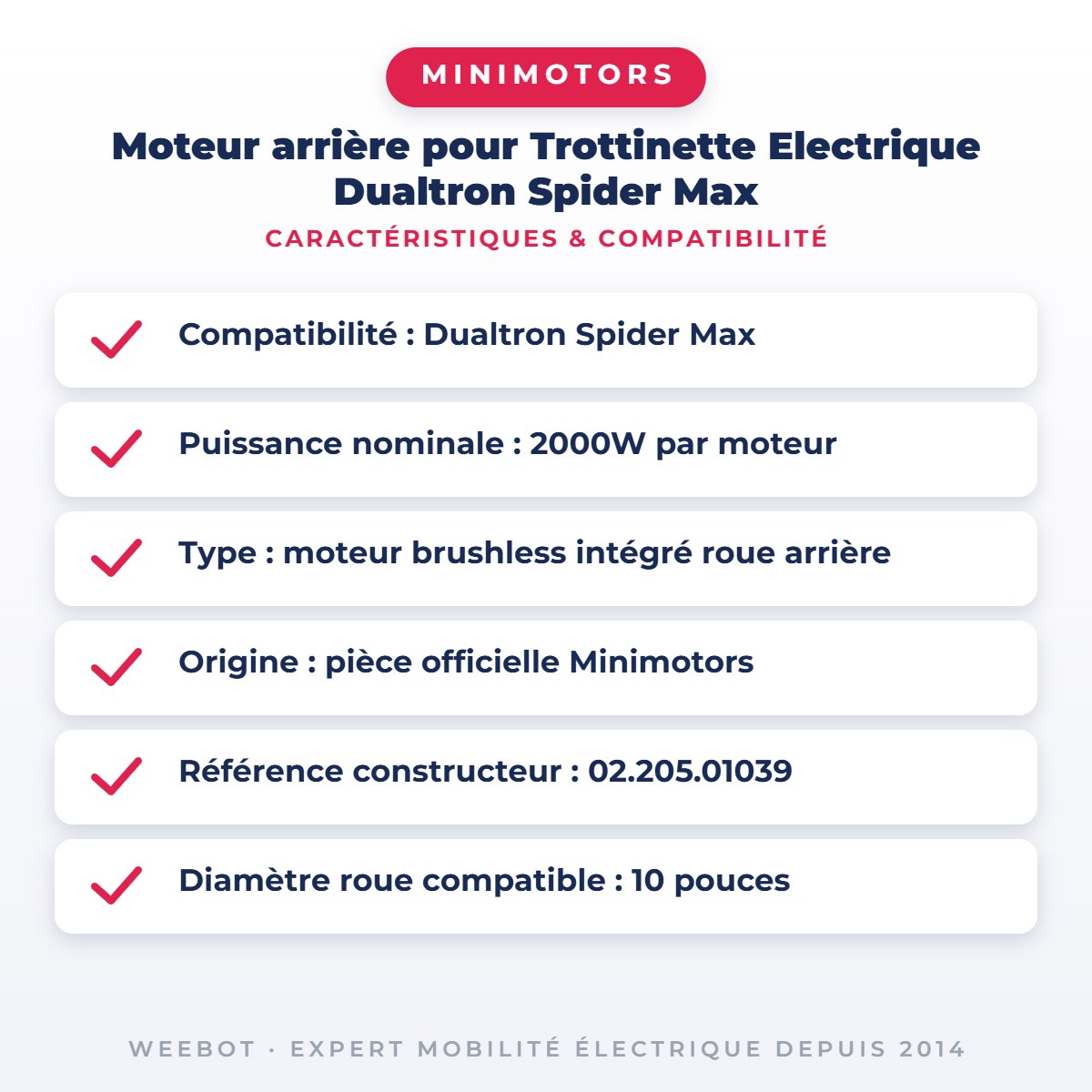 Moteur arrière pour Trottinette Electrique Dualtron Spider Max — caractéristiques et compatibilité