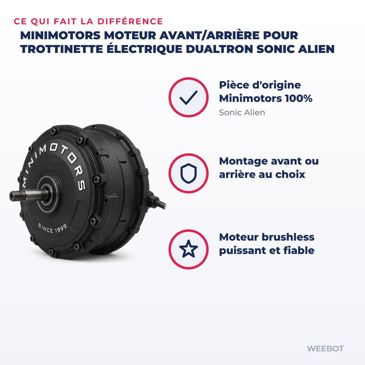 Moteur avant/arrière pour Trottinette Électrique Dualtron Sonic Alien - Weebot