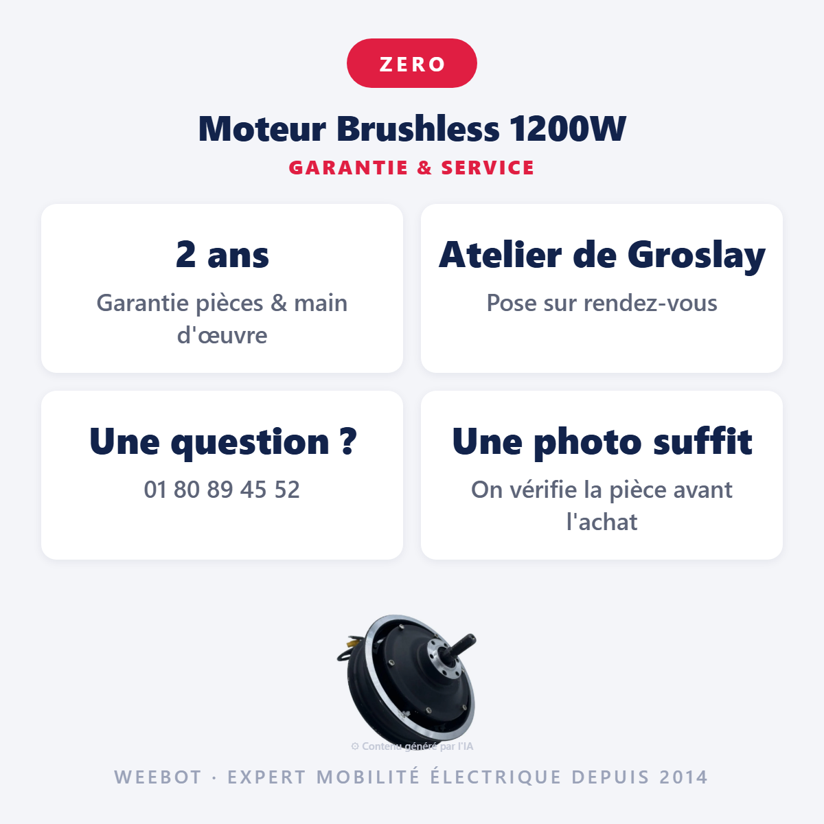 Moteur Brushless 1200W : garantie 2 ans et service après-vente