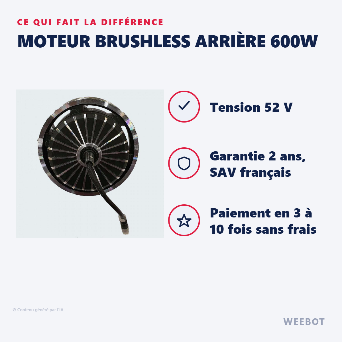 Moteur Brushless Arrière 600w : les points forts