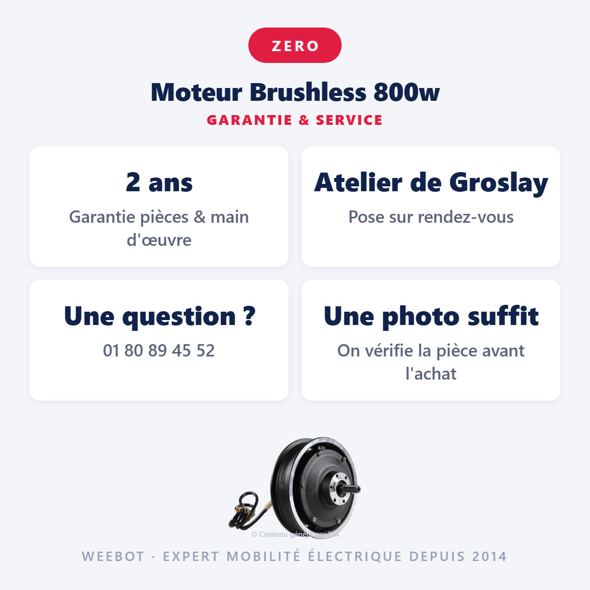 Moteur Brushless 800w : garantie 2 ans et service après-vente
