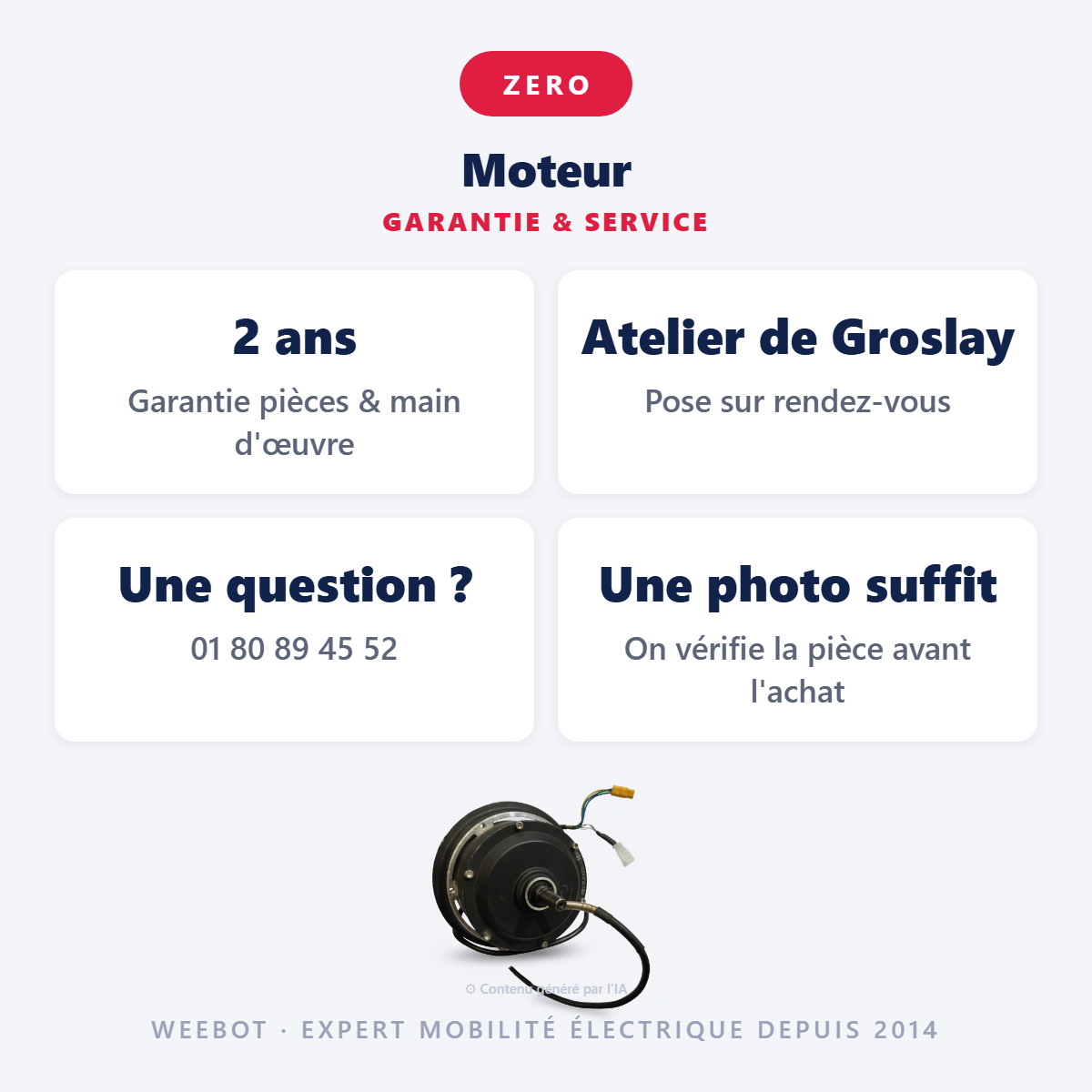 Moteur : garantie 2 ans et service après-vente