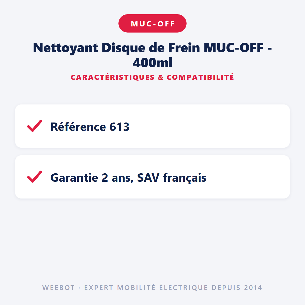 Nettoyant Disque de Frein MUC-OFF - 400ml : caractéristiques et compatibilité