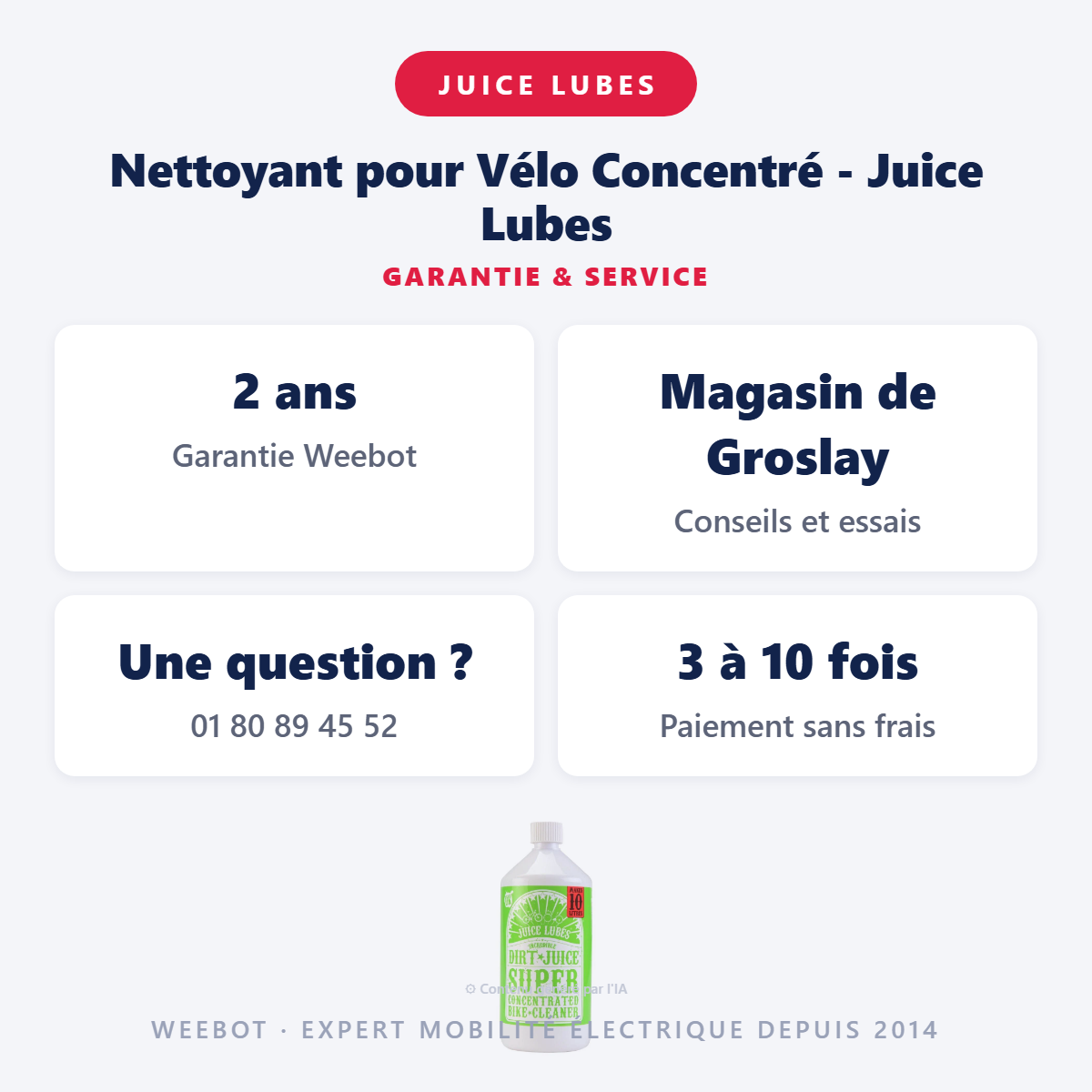 Nettoyant pour Vélo Concentré - Juice Lubes : garantie 2 ans et service après-vente