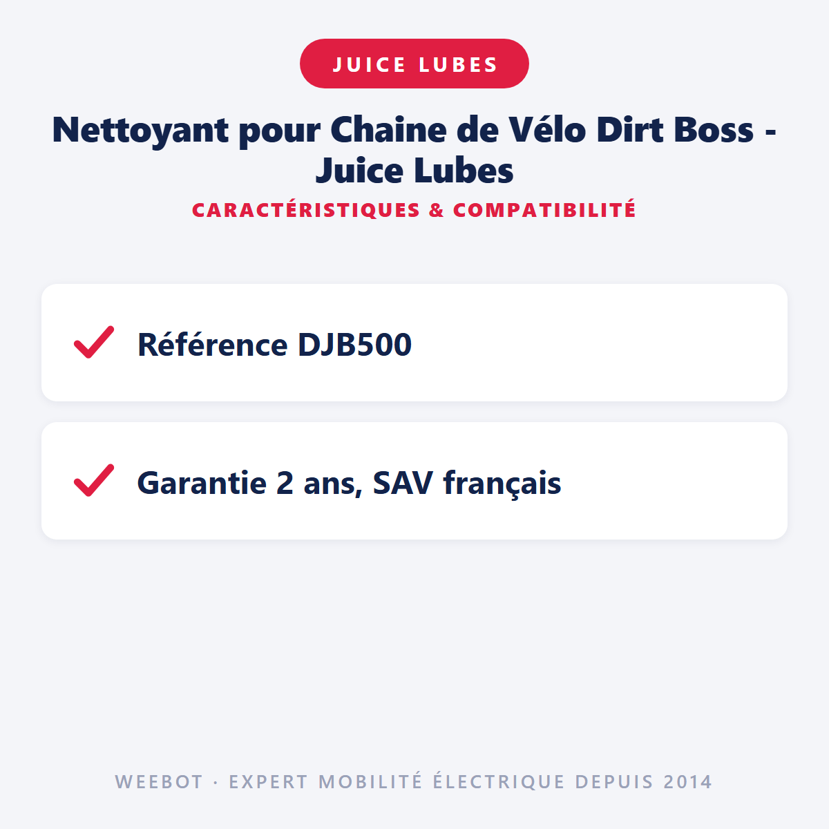 Nettoyant pour Chaine de Vélo Dirt Boss - Juice Lubes : caractéristiques et compatibilité