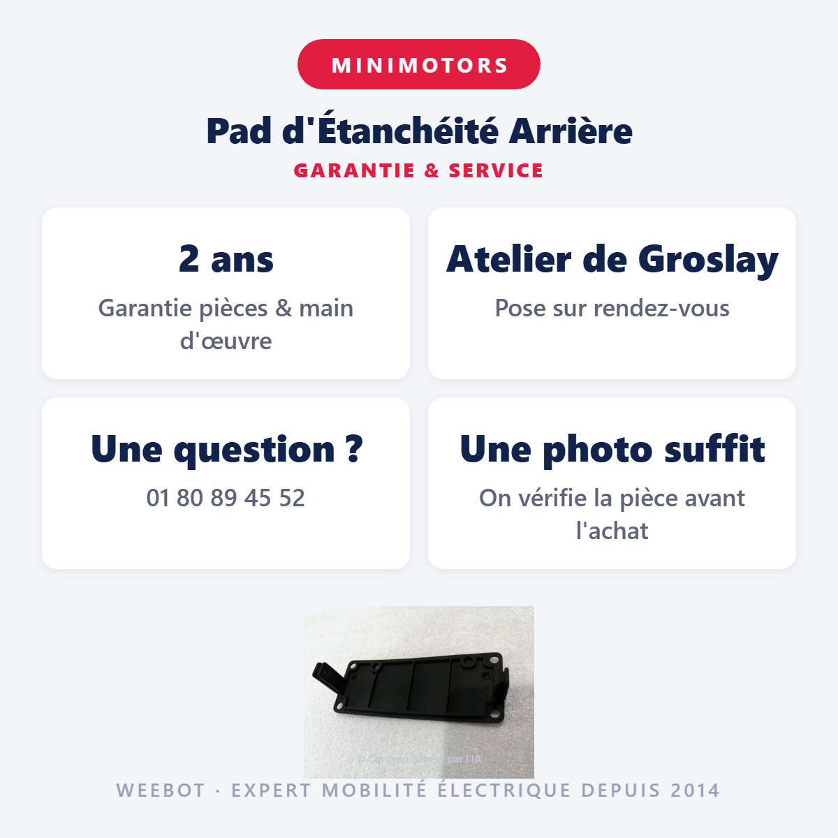 Pad d'Étanchéité Arrière : garantie 2 ans et service après-vente