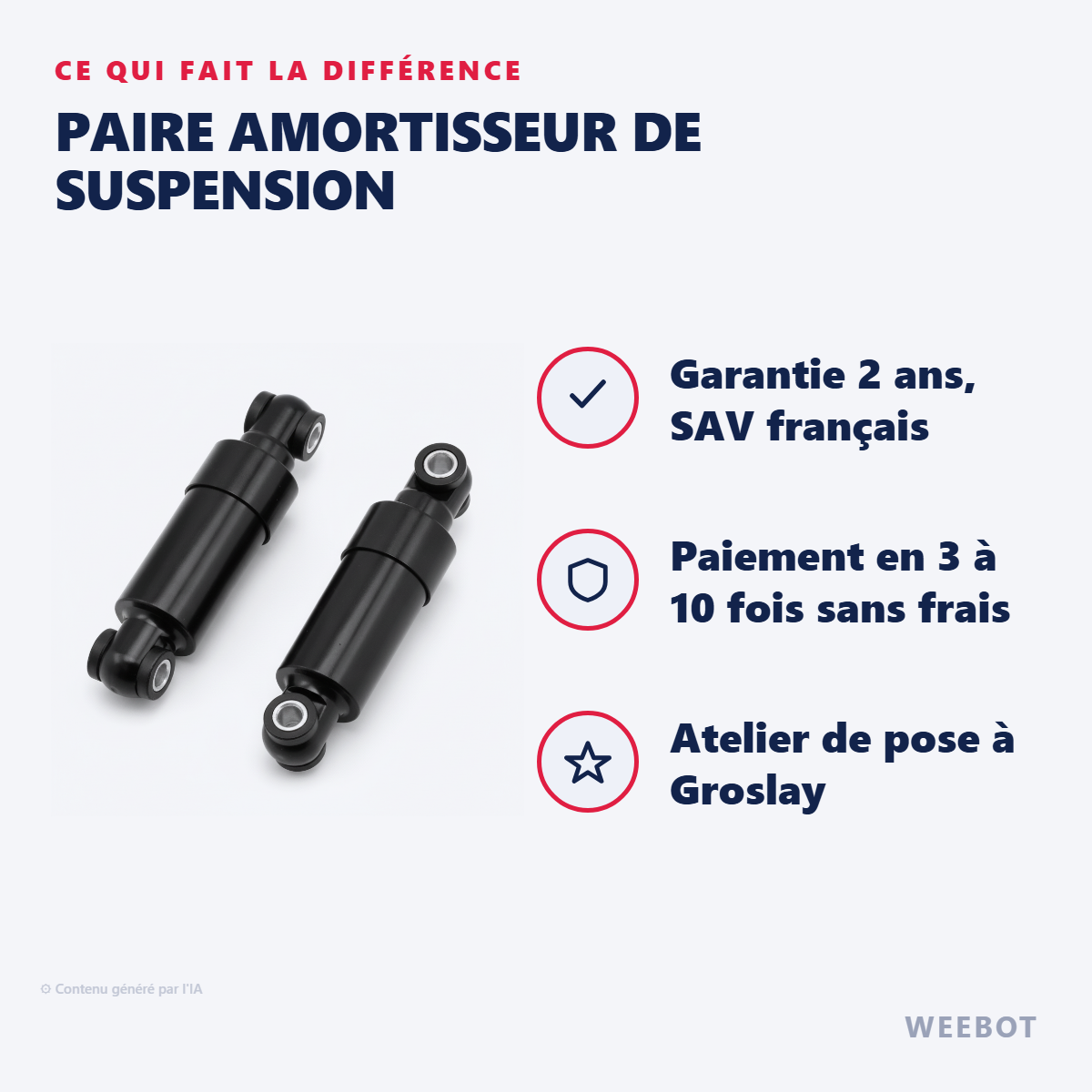 Paire Amortisseur de Suspension : les points forts