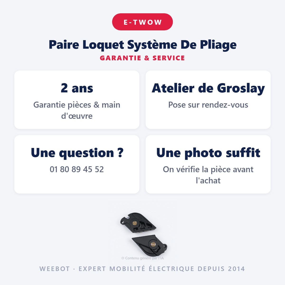 Paire Loquet Système De Pliage pour Trottinette Electrique E-Twow - Weebot