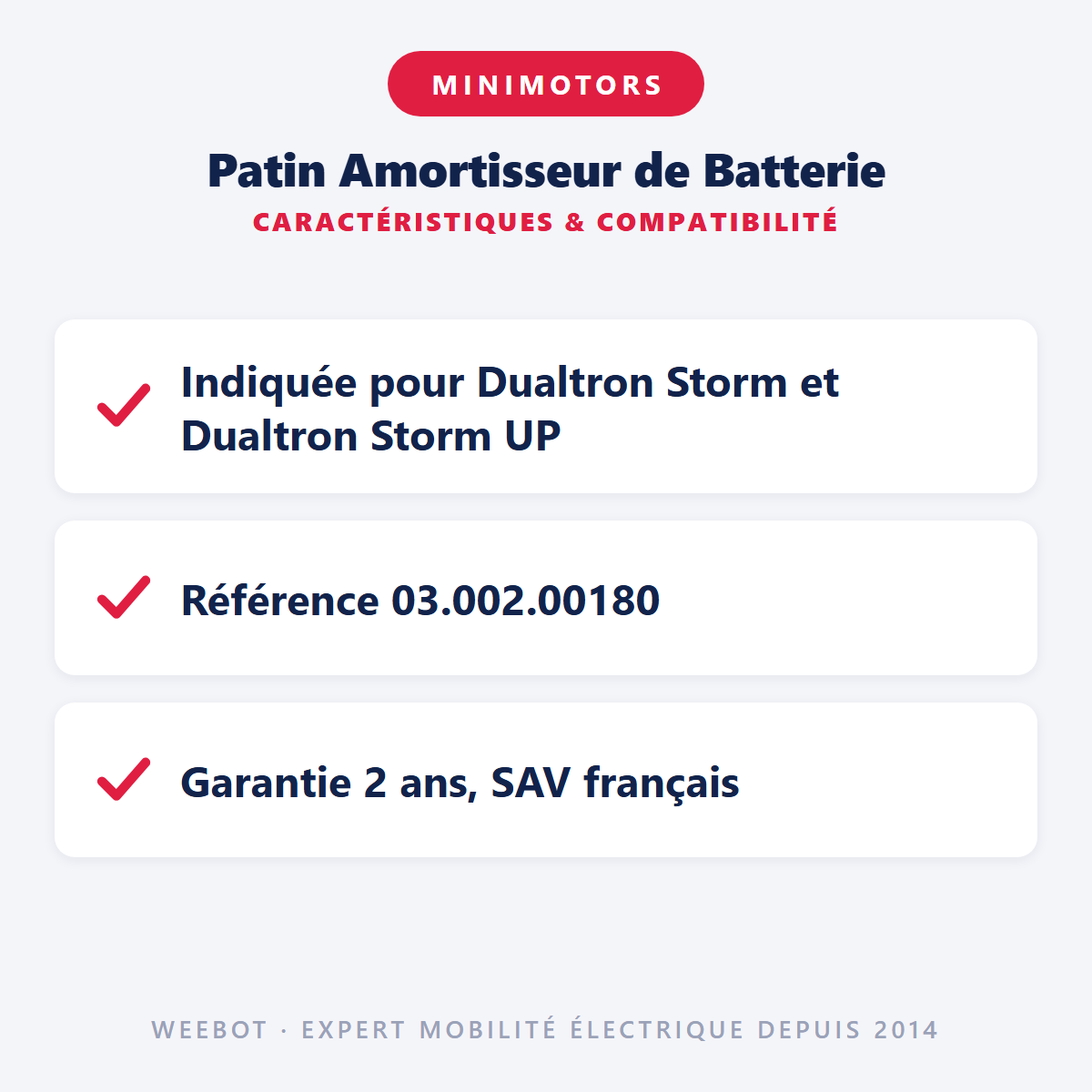 Patin Amortisseur de Batterie : caractéristiques et compatibilité