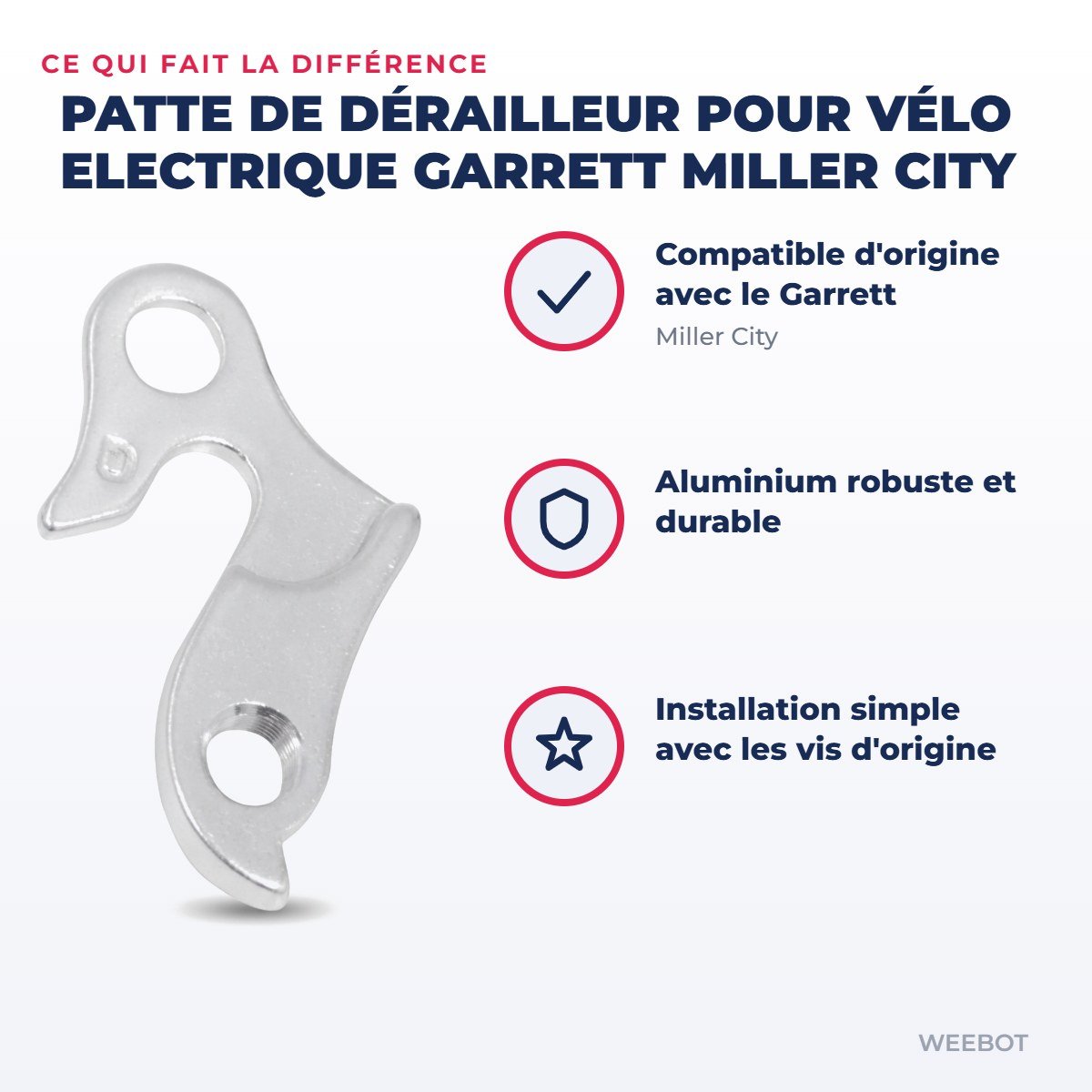 Patte de dérailleur pour Vélo Electrique Garrett Miller City - Weebot