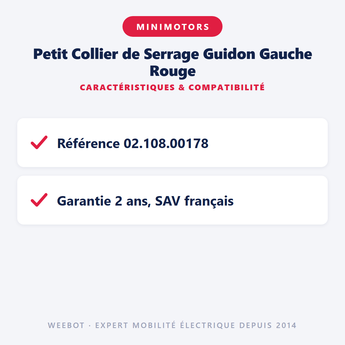 Petit Collier de Serrage Guidon Gauche Rouge : caractéristiques et compatibilité