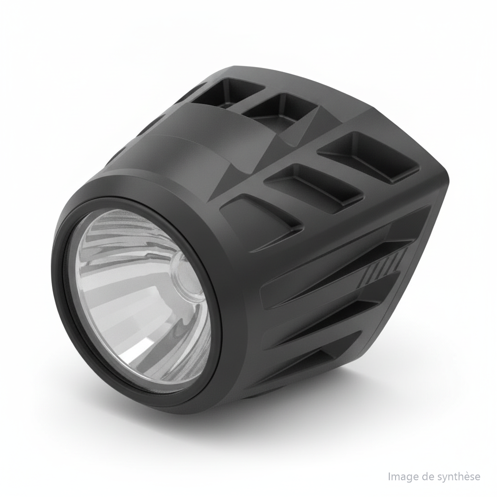 Phare avant 30W noir de trottinette électrique vu de trois-quarts
