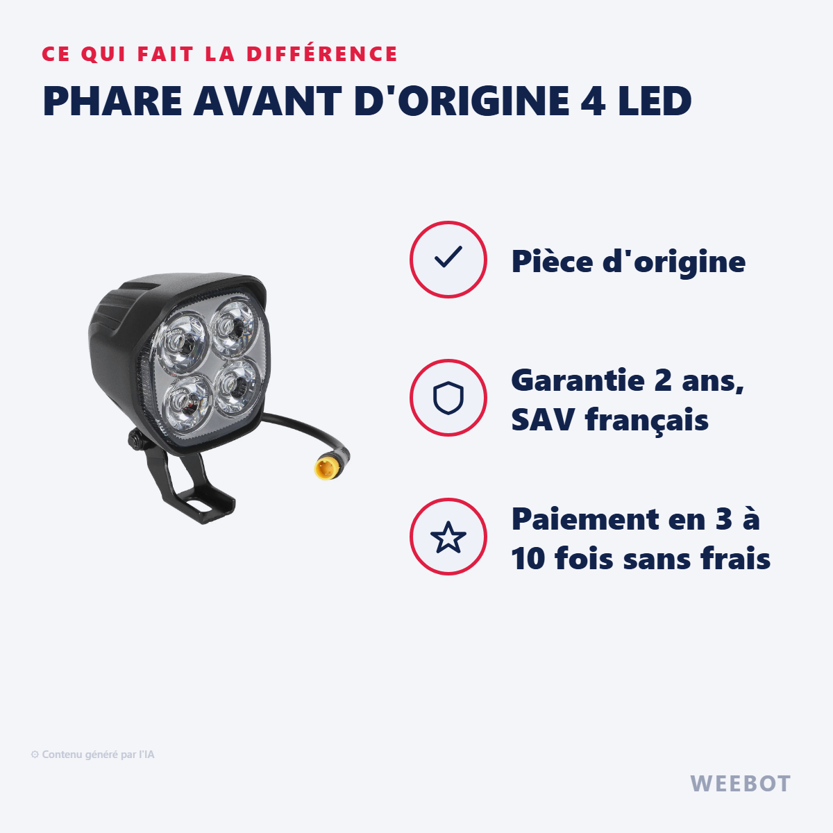 Phare Avant d'Origine 4 LED : les points forts