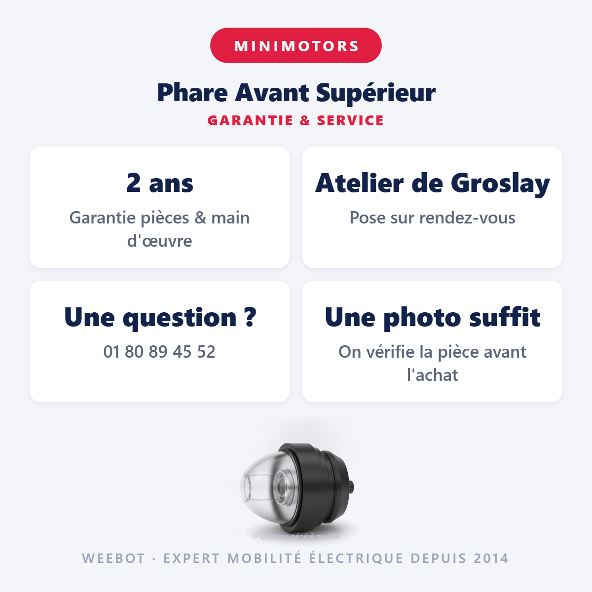 Phare Avant Supérieur : garantie 2 ans et service après-vente
