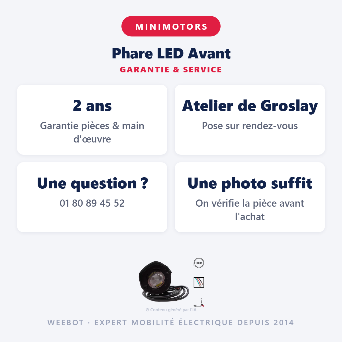 Phare LED Avant : garantie 2 ans et service après-vente