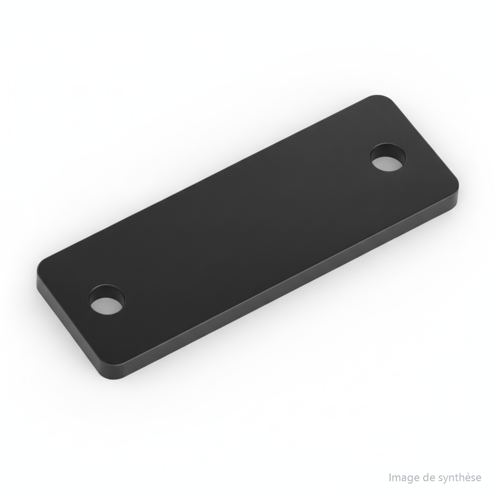 Schéma d'une plaque de béquille rectangulaire avec deux trous de fixation pour trottinette électrique Dualtron Mini