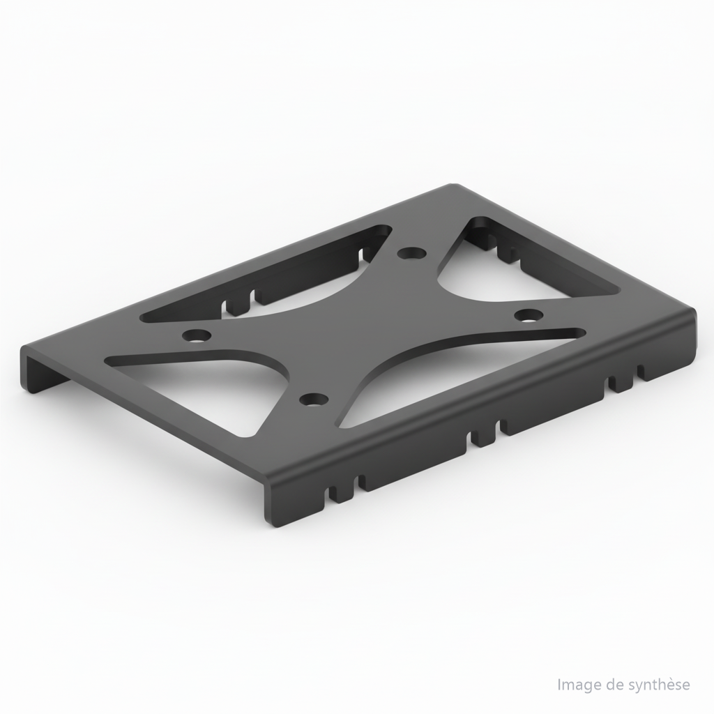 Schéma technique en perspective d'une plaque de selle pour trottinette électrique Dualtron X