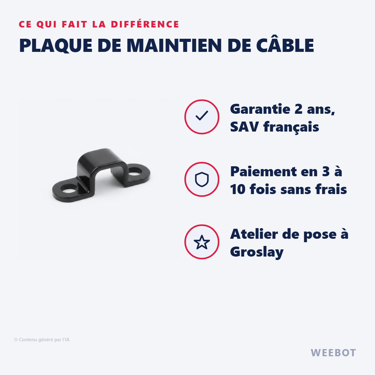 Plaque de Maintien de Câble : les points forts