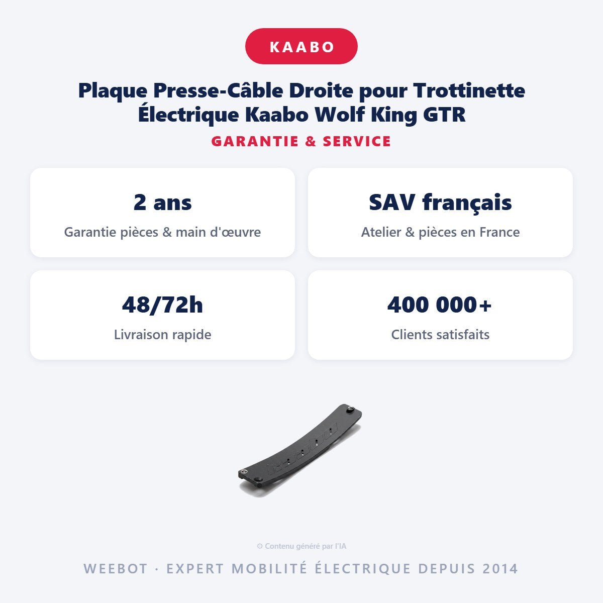 Plaque Presse-Câble Droite pour Trottinette Électrique Kaabo Wolf King GTR - Weebot