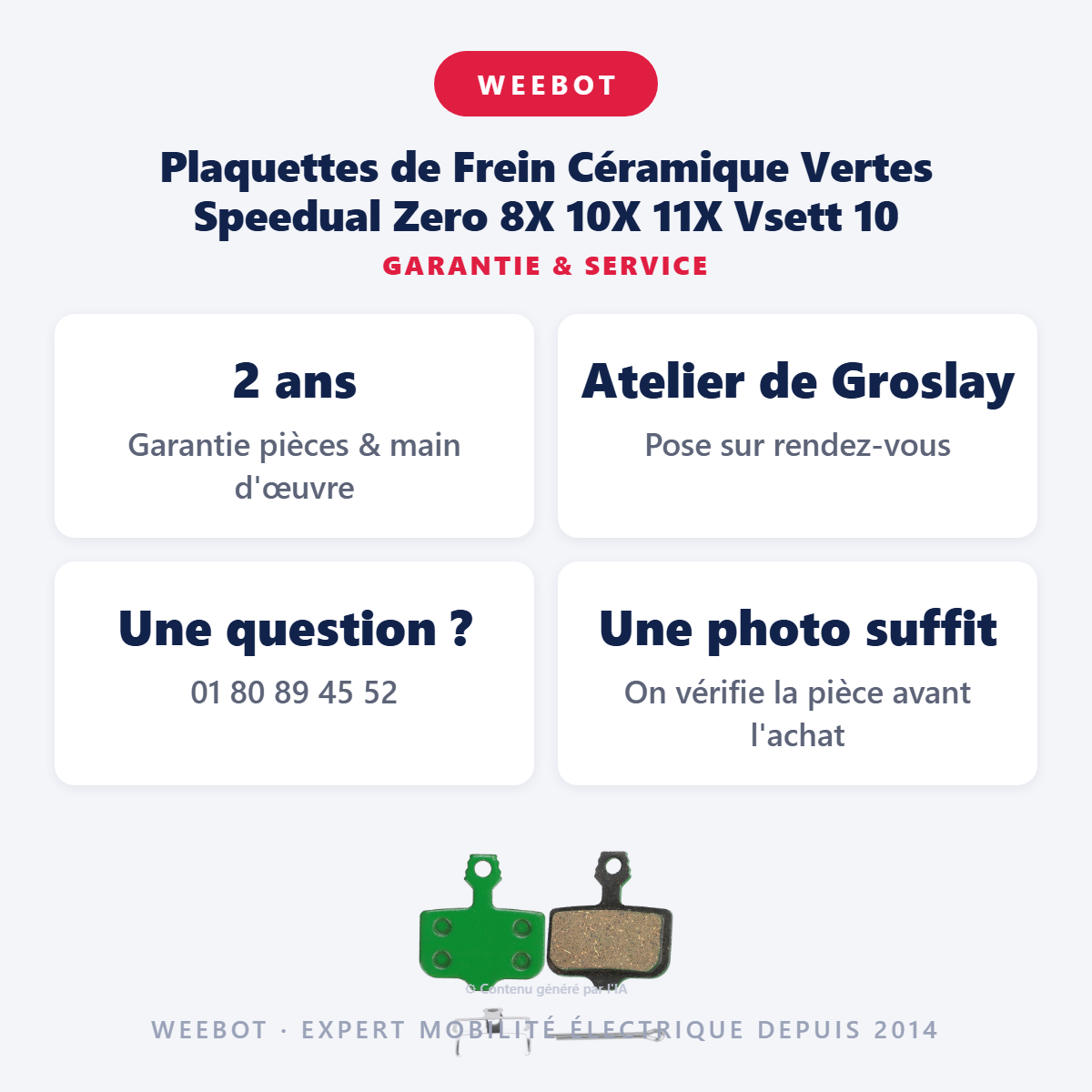 Plaquettes de Frein Céramique Vertes Speedual Zero 8X 10X 11X Vsett 10 : garantie 2 ans et service après-vente