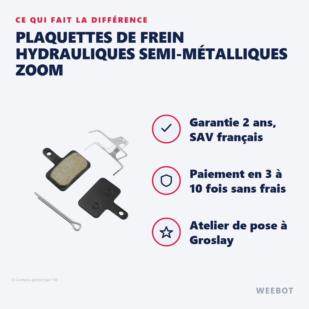 Plaquettes de Frein Hydrauliques Semi-Métalliques ZOOM : les points forts