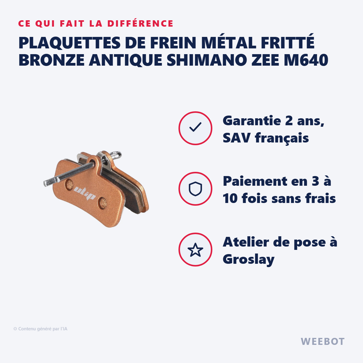 Plaquettes de Frein Métal Fritté Bronze Antique SHIMANO ZEE M640 : les points forts