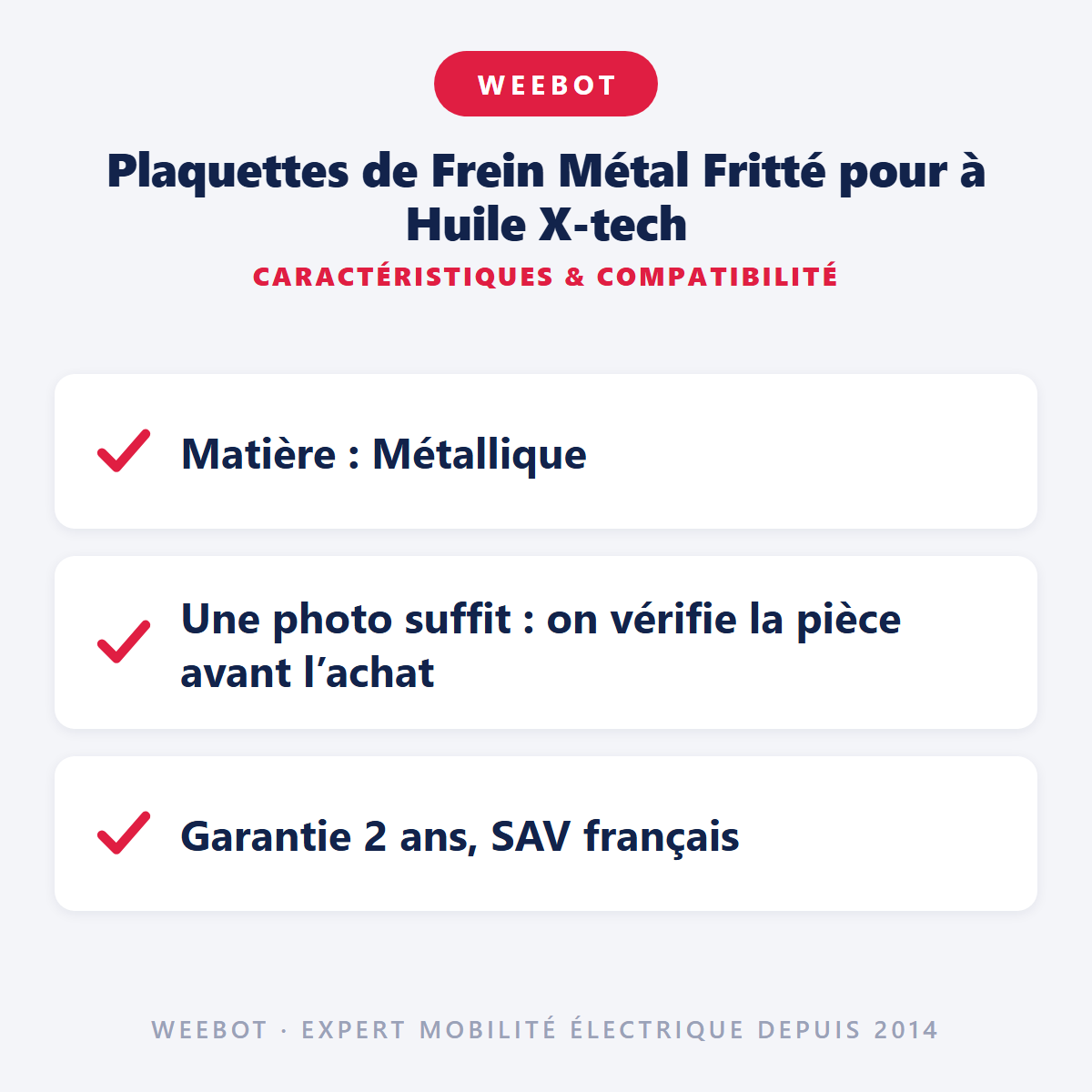 Plaquettes de Frein Métal Fritté pour à Huile X-tech : caractéristiques et compatibilité