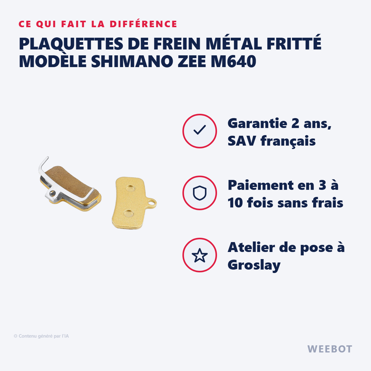 Plaquettes de Frein Métal Fritté Modèle SHIMANO ZEE M640 : les points forts