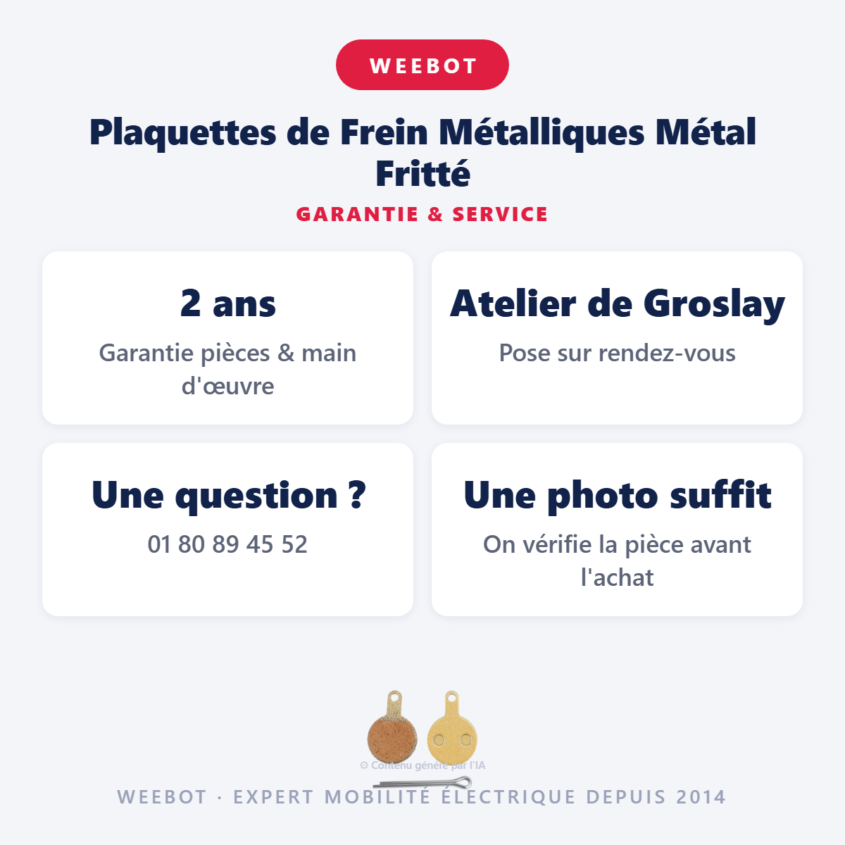 Plaquettes de Frein Métalliques Métal Fritté : garantie 2 ans et service après-vente