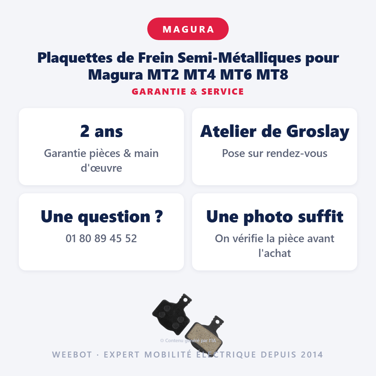 Plaquettes de Frein Semi-Métalliques pour Magura MT2 MT4 MT6 MT8 : garantie 2 ans et service après-vente