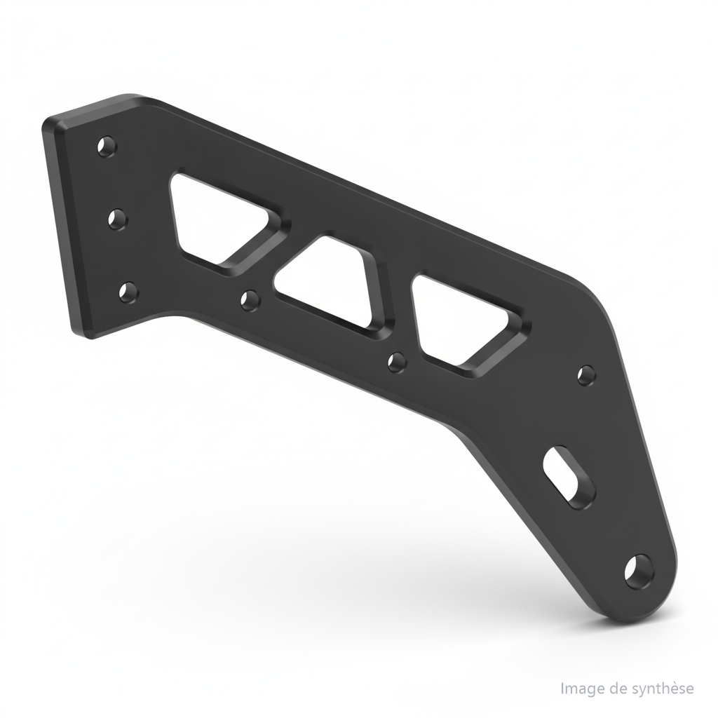 Schéma technique d'une platine de potence gauche métallique pour trottinette électrique Dualtron Mini