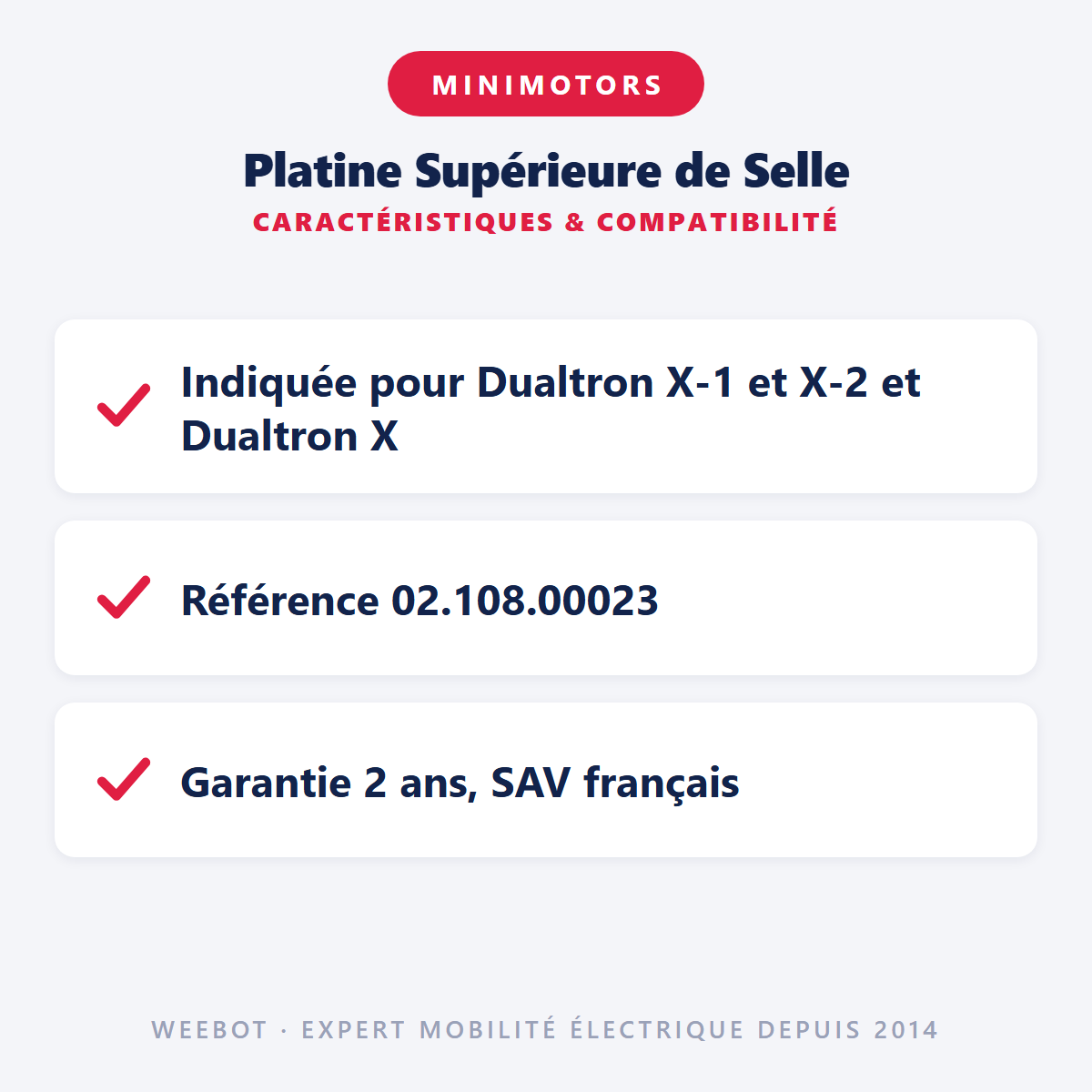 Platine Supérieure de Selle : caractéristiques et compatibilité