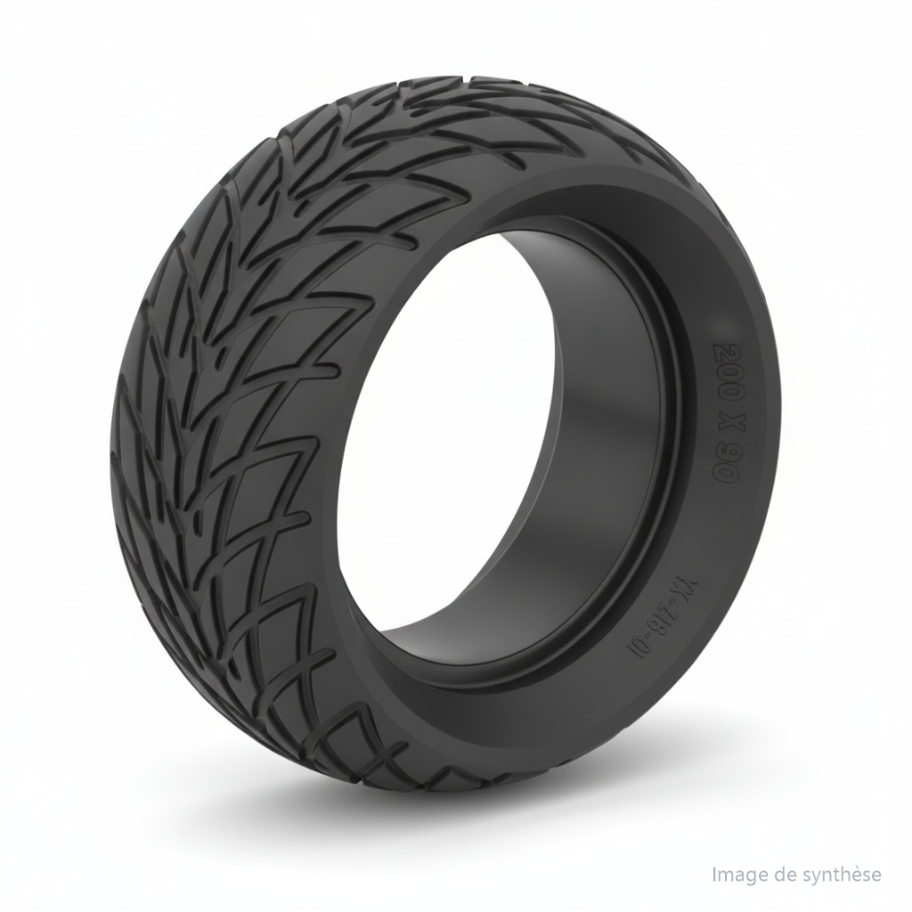 Pneu plein 200x90 avec jante pour trottinette électrique Dualtron Compact vu de trois-quarts