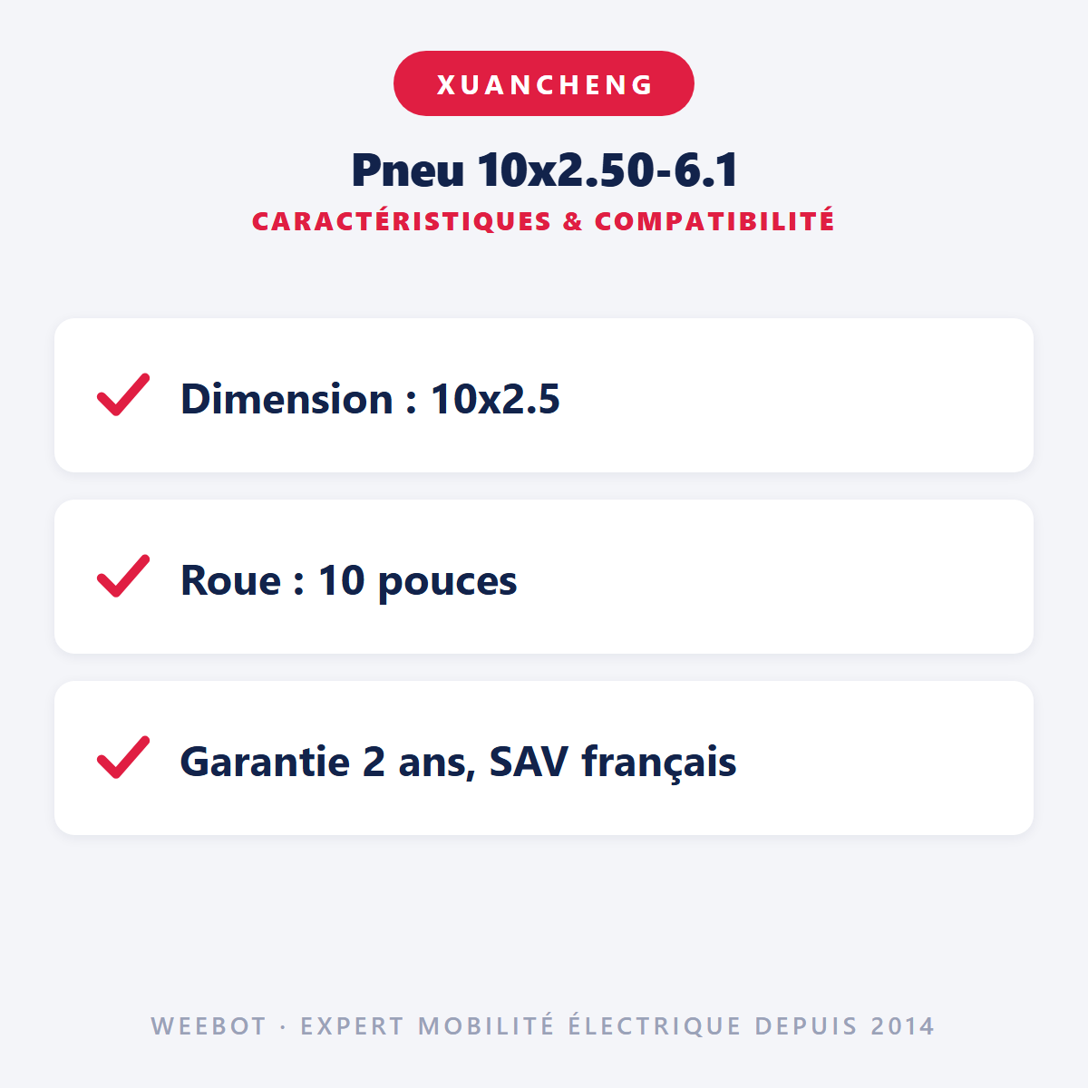 Pneu 10x2.50-6.1 : caractéristiques et compatibilité