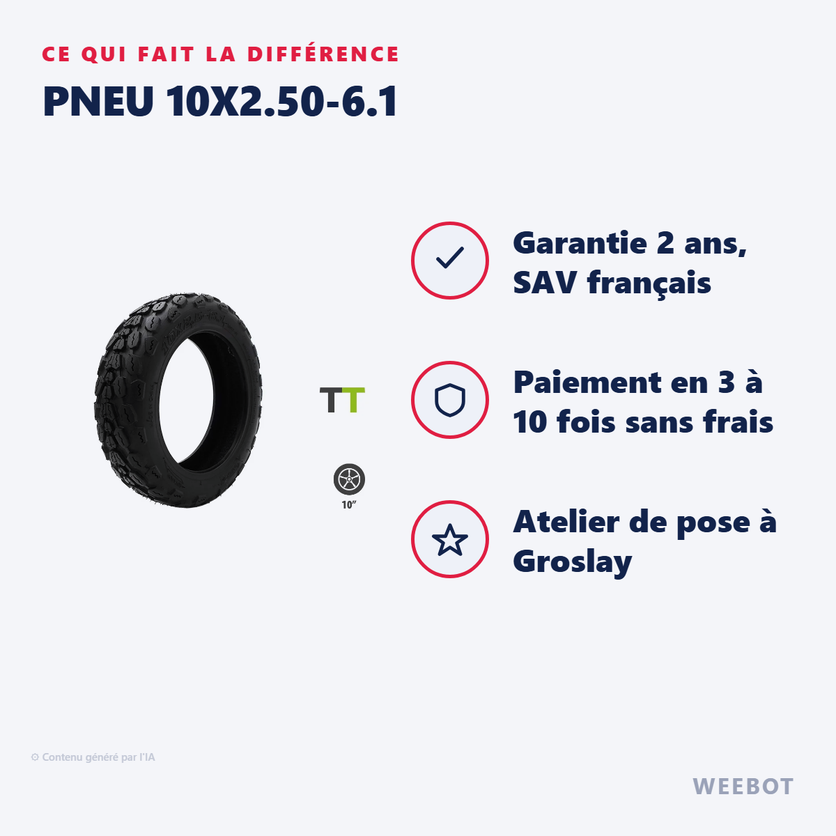 Pneu 10x2.50-6.1 : les points forts