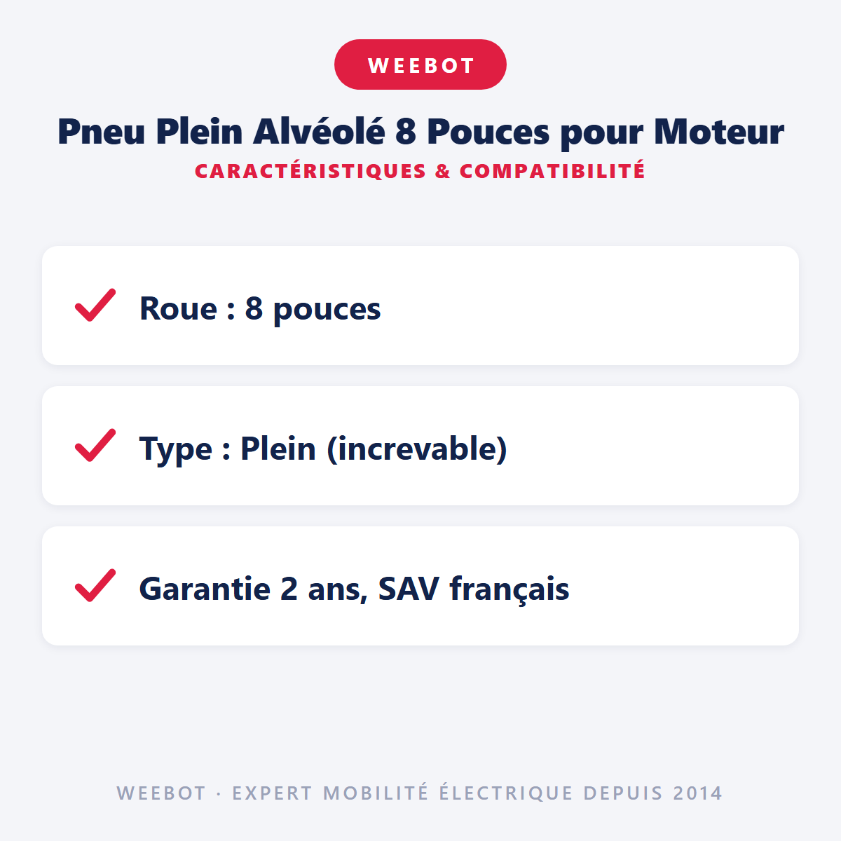 Pneu Plein Alvéolé 8 Pouces pour Moteur : caractéristiques et compatibilité