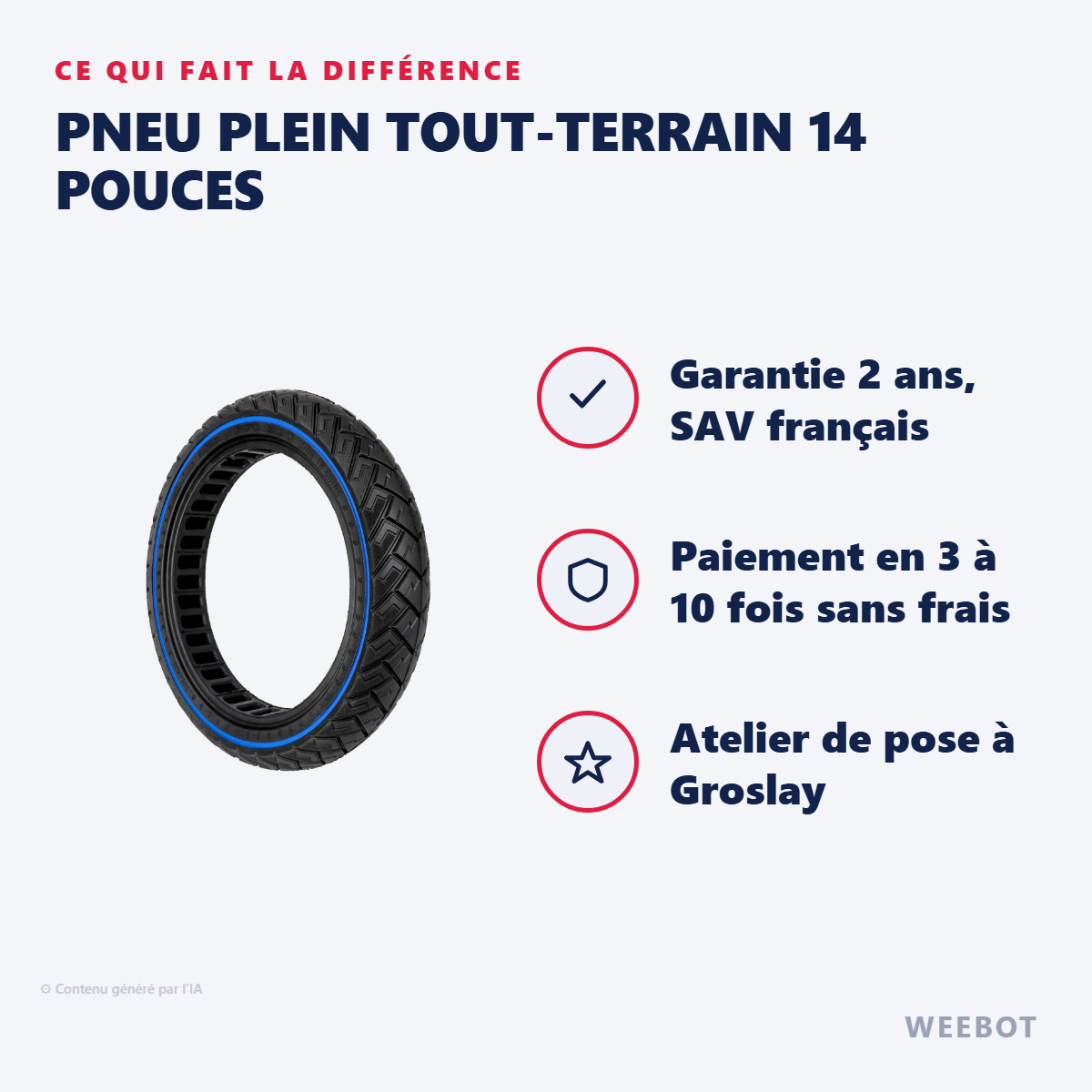 Pneu Plein Tout-Terrain 14 Pouces : les points forts