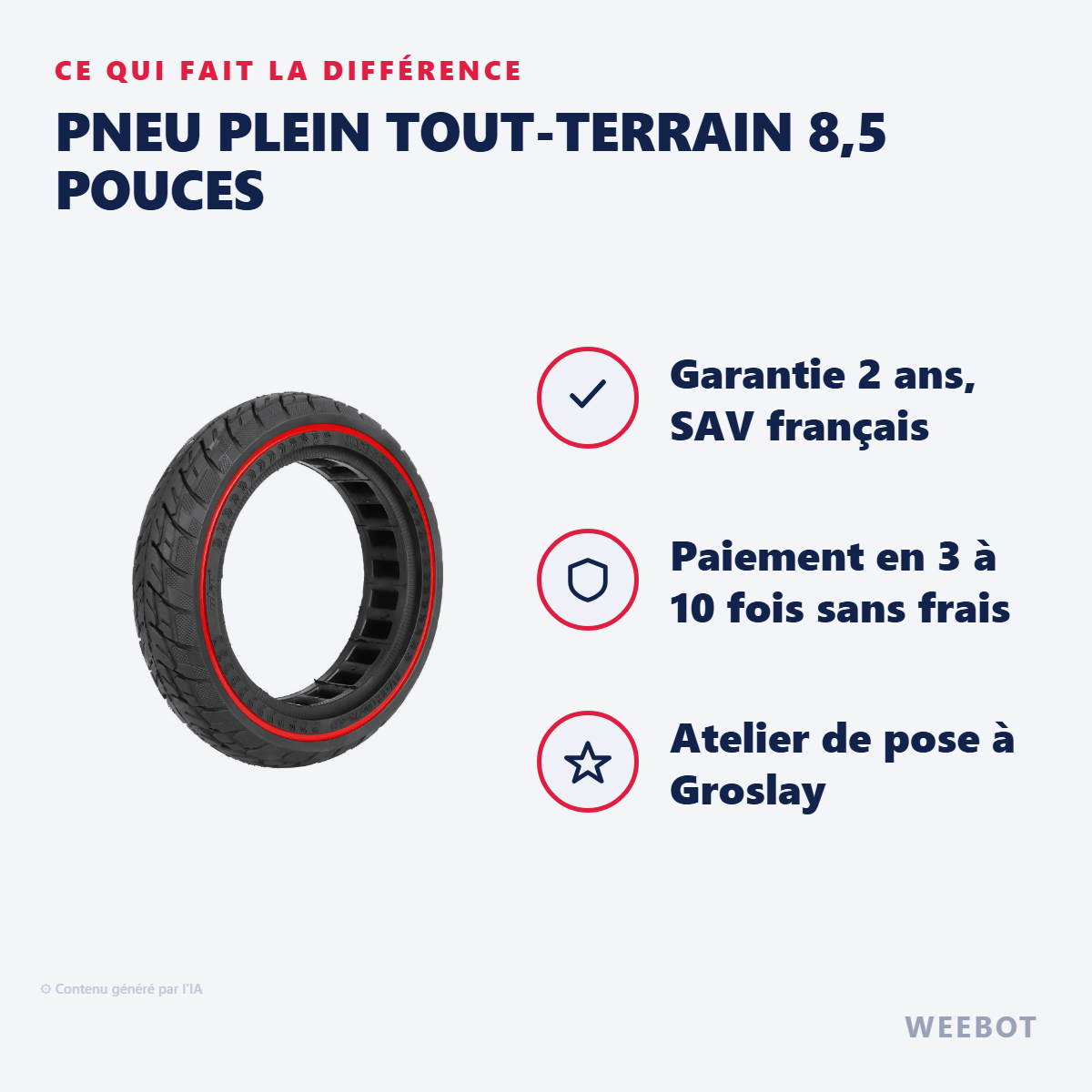 Pneu Plein Tout-Terrain 8,5 Pouces : les points forts