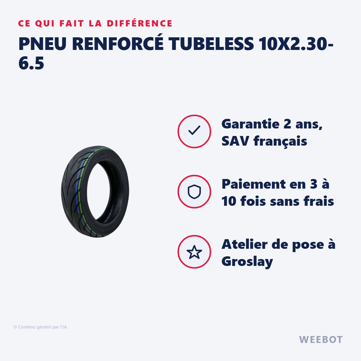 Pneu Renforcé Tubeless 10x2.30-6.5 : les points forts