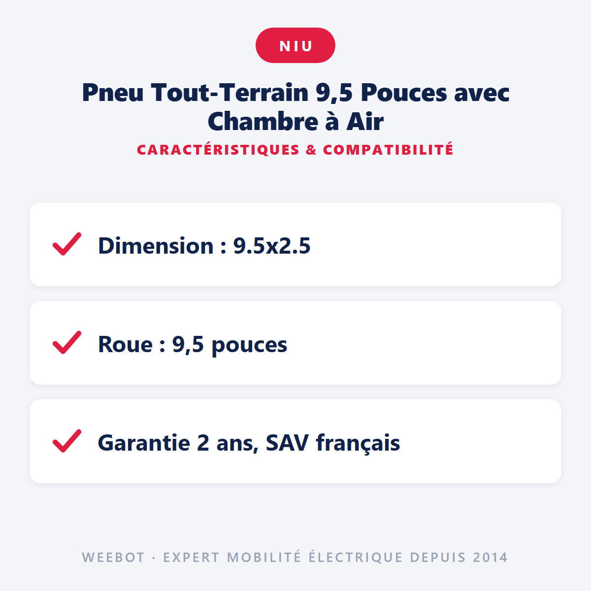 Pneu Tout-Terrain 9,5 Pouces avec Chambre à Air : caractéristiques et compatibilité