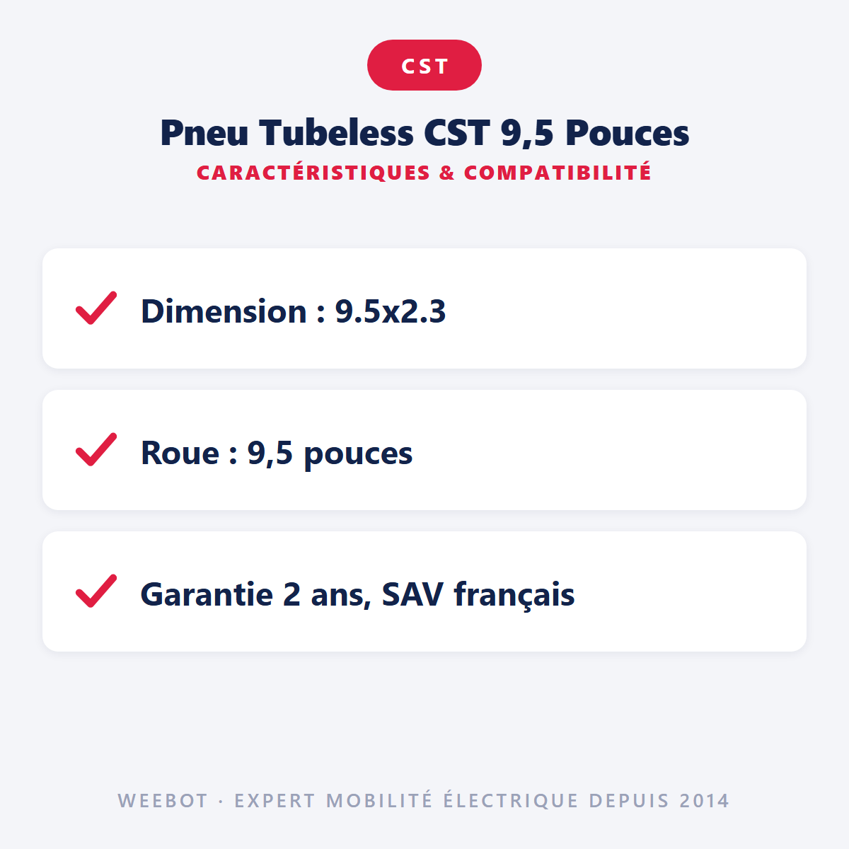 Pneu Tubeless CST 9,5 Pouces : caractéristiques et compatibilité