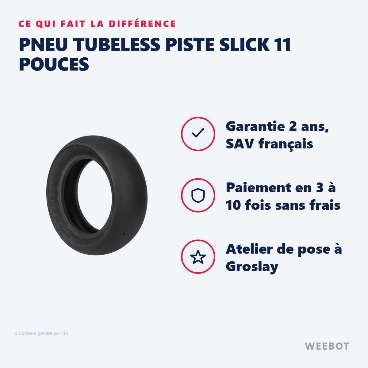 Pneu Tubeless Piste Slick 11 Pouces : les points forts