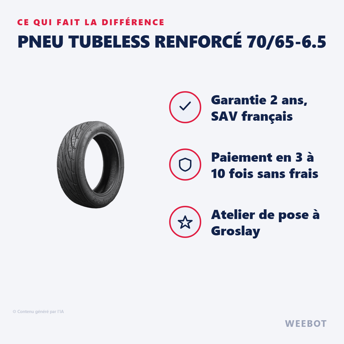Pneu Tubeless Renforcé 70/65-6.5 : les points forts