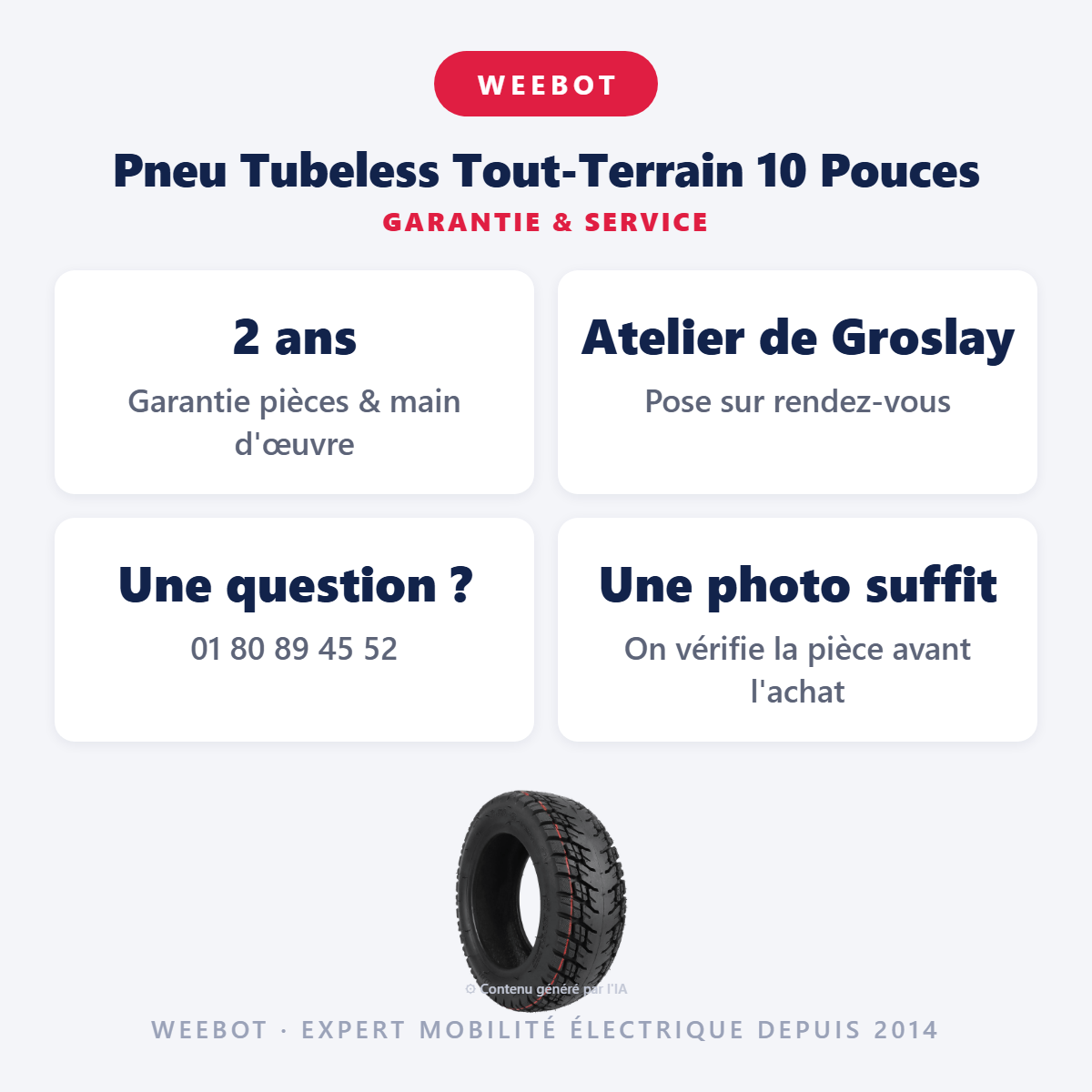 Pneu Tubeless Tout-Terrain 10 Pouces : garantie 2 ans et service après-vente