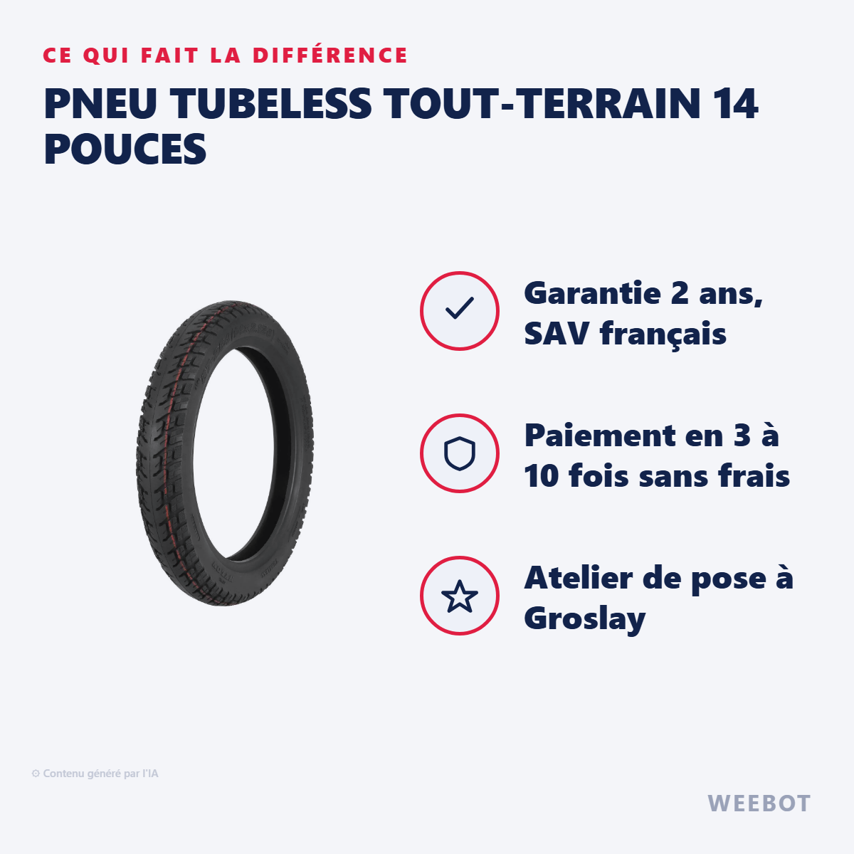 Pneu Tubeless Tout-Terrain 14 Pouces : les points forts