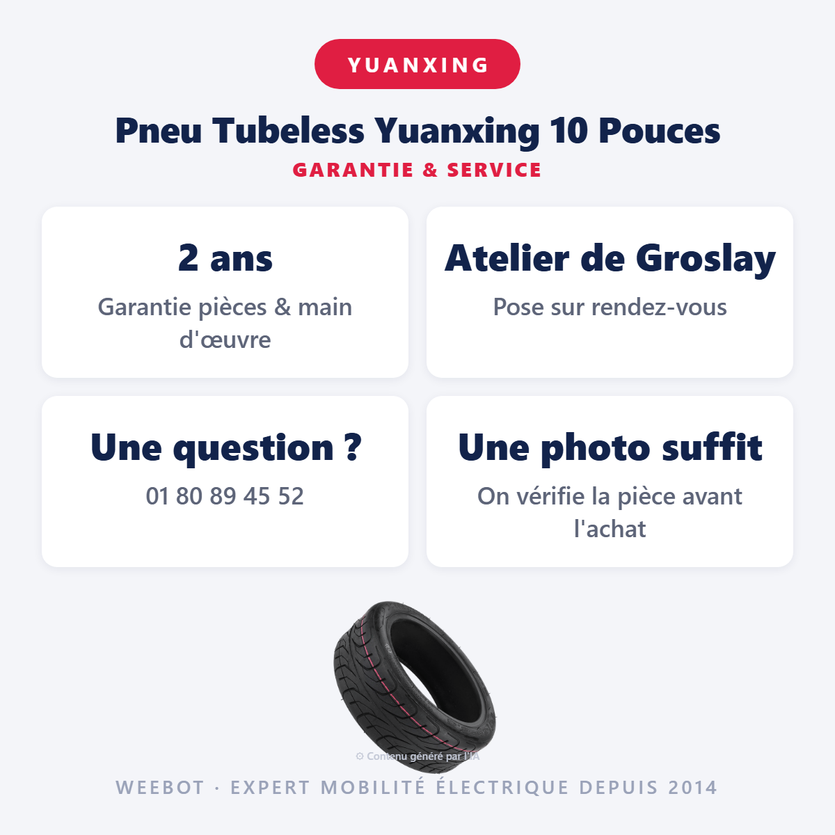 Pneu Tubeless Yuanxing 10 Pouces : garantie 2 ans et service après-vente