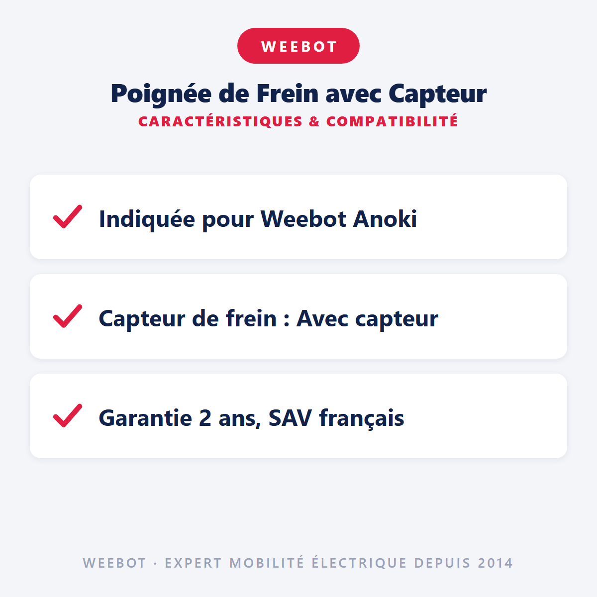 Poignée de Frein avec Capteur : caractéristiques et compatibilité